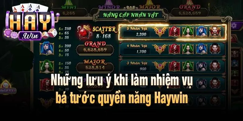 Những lưu ý khi làm nhiệm vụ bá tước quyền năng Haywin